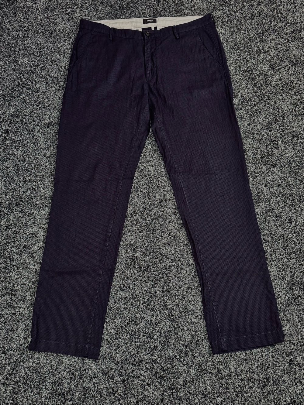Hugo Boss Mens 32x29 Navy Textured Stretch Dress Pants Fine Italian Fabric 32R